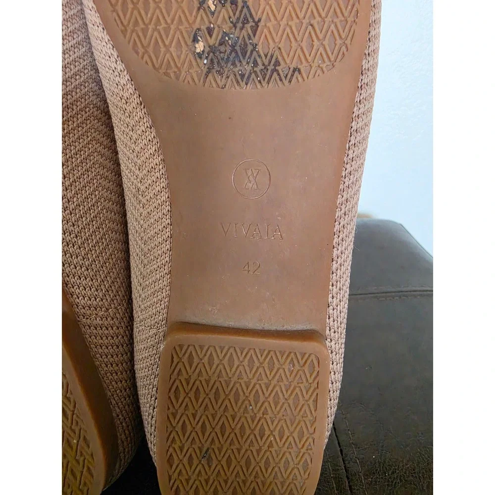 Vivaia Margot Ultra light Nutmeg Tan Knit Square Toe Ballet Flats sz 42 Us 11.5